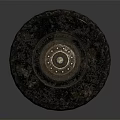Close-up View Of Black Textured Tire With Metal Rim On Dark Reflective Background