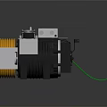 Industrial Mechanical Equipment With Yellow Coiled Cable Silver Components Black Body And Green Wire