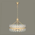 Elegant Modern Golden Chandelier With Transparent Glass And Hanging Chain Design