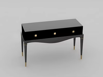 Sleek Modern Black Desk With Drawers And Gold Accented Legs Design 3d model