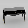 Sleek Modern Black Desk With Drawers And Gold Accented Legs Design