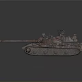Weathered Military Tank With Detailed Armored Structure Long Cannon Barrel And Heavy Tracks