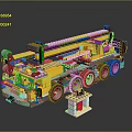 Lego Yellow Crane Truck Trailer Model With Detailed Design And Wheels