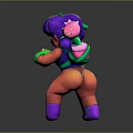 Vibrant Character With Purple Hair Carrying Pink Strawberry Creature On Back