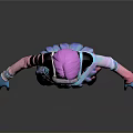 3D Character Model With Pink Hair Blue Pink Outfit Skirt Black Gloves And Leggings