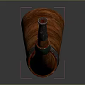 Handcrafted Red Brown Textured Horn Musical Instrument With Painted Art Details On Gray Backdrop