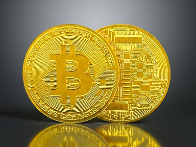 Commercial Equipment For Bitcoin Mining With Golden Circuit Board Design And Reflective Surface 3d model