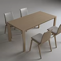 Modern Simple Home Dining Table Set With Four Light Wood Chairs 3d model