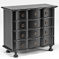 Black Bowfront Chest Solid Wooden Cabinet Sideboard Cabinet Living Room Side Cabinet Side Cabinet Vintage Solid Wooden Cabinet 3d model