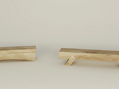 Handcrafted Wooden Benches With Natural Grain And Simple Support Legs Design 3d model