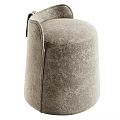 Modern Upholstered Stool With Soft Beige Fabric Backrest And Sturdy Design 3d model