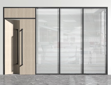 Modern double-door office glass door 3d model