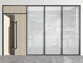 Modern double-door office glass door 3d model