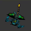 Colorful Mythical Creature Character With Blue Green Body Yellow Green Scales And Plant Head
