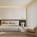 Modern Minimalist Bedroom Interior Design With Large Bed Pendant Light And Carpet