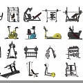 Essential Sports Equipment Collection Including Treadmills Dumbbells Exercise Bikes And Weight Benches