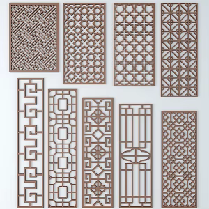 Chinese-style openwork window with ancient patterns 3d model