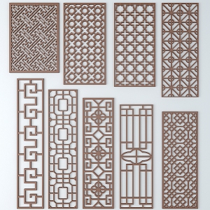 Chinese-style openwork window with ancient patterns 3d model