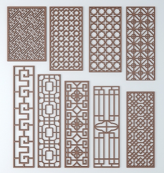 Chinese-style openwork window with ancient patterns 3d model