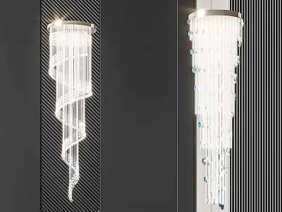 Elegant Modern Crystal Chandeliers With Spiral Design And Hanging Glass Pendants 3d model