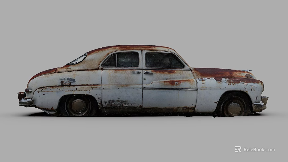 Functional Car With Rusted Exterior And Vintage Weathered Classic Body 3d model 