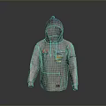 Light Gray Zip Front Hoodie With Chest And Sleeve Patches For Daily Use