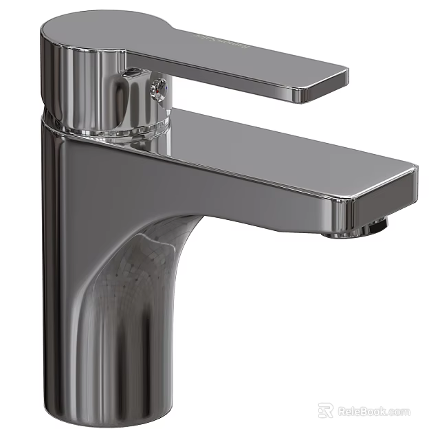 Sleek Modern Chrome Bathroom Faucet with Single Handle Design and Smooth Finish 3d model 