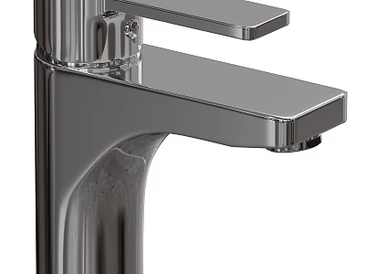 Sleek Modern Chrome Bathroom Faucet with Single Handle Design and Smooth Finish 3d model
