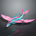 Unique 3D Fantasy Creature Model With Blue Pink Wings And Tail Design