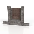 Traditional Stone Structure Featuring Intricate Carved Panel And Side Stone Pillars With Base Pedestal Design