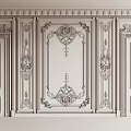 Classical Wainscoting Wall Panels With Intricate Carved Details And Decorative Frames