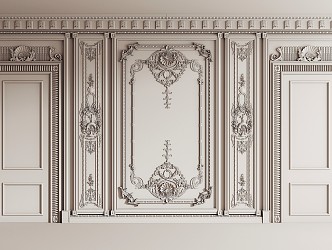 French-style wall panel carved wall panel 3d model