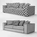 Gray Two Seater Sofa With Plush Cushions In Modern Minimalist Design 3d model