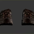 Dark Gray Hiking Shoes With Brown Laces And Thick Outdoor Rubber Sole