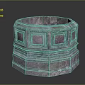 Stone Sculpture Carving With Circular Multi Layered Structure And Square Patterns 3d model