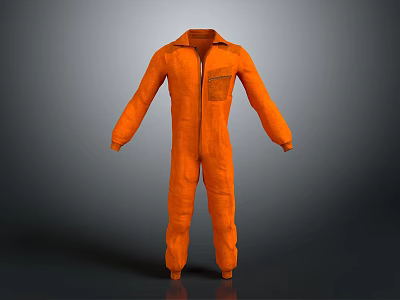 Orange Long Sleeve Work Coverall With Front Pocket And Zip Closure 3d model