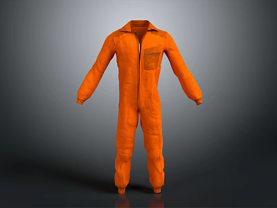 Orange Long Sleeve Work Coverall With Front Pocket And Zip Closure 3d model