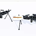 Two Black Tactical Machine Guns Equipped With Tripods And Scopes For Military
