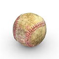 Vintage Worn Leather Baseball Sports Equipment With Red Stitching And Aged Finish