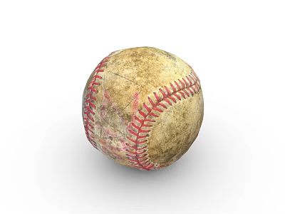 Vintage Worn Leather Baseball Sports Equipment With Red Stitching And Aged Finish 3d model