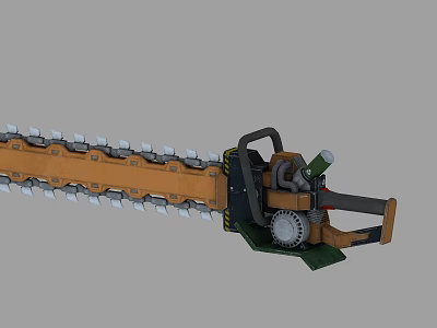 Chainsaw Weapon With Mechanical Design Serrated Blades And Yellow Black Color 3d model