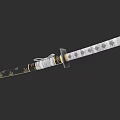 Ornate Traditional Japanese Samurai Weapon With Black Scabbard And Gold Accents