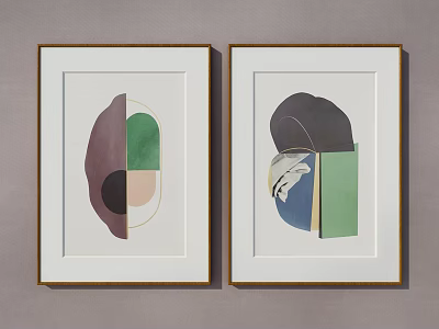 Framed Abstract Paintings With Geometric Shapes And Colorful Elements For Wall Art 3d model