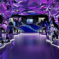 VOGUE Modern Exhibition Space With Illuminated Staircase And Blue Lighting Interior
