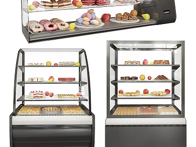 Commercial Equipment Glass Display Cases for Pastry and Baked Goods with Multiple Shelves 3d model