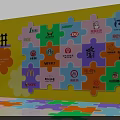 Colorful Puzzle Activity Display Wall With Shake to Assemble Theme Yellow Background And Flower Decorations