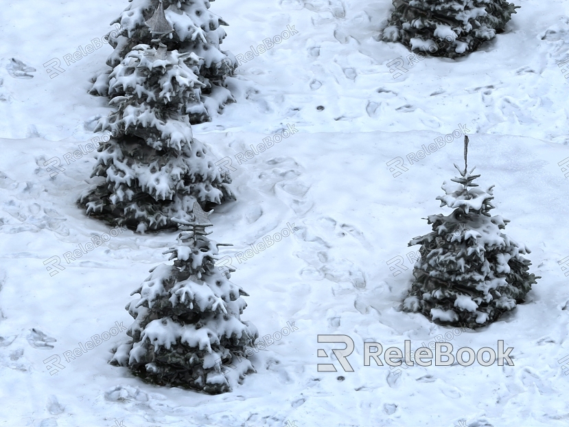 Snowscape Snow Snow Snow Cedar Pines Snow model