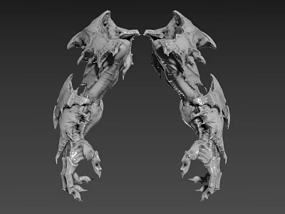 Game Movie Character Dragon Themed Arm Armor With Intricate Spiked Design And Scaly Texture 3d model