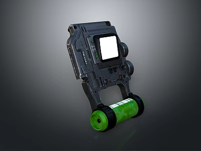 Black Mechanical Equipment Featuring Green Roller And Display Screen Design 3d model