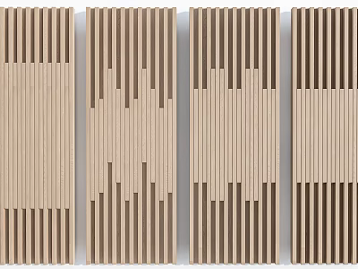 Modern Wood Grain Wall Panels With Vertical Stripes And Geometric Patterns 3d model